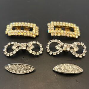 Fabulous vintage collection of three sets of rhinestone shoe clips.